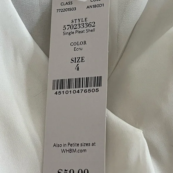 White House Black Market V-Neck Sleeveless White Blouse NWT! - Picture 6 of 11